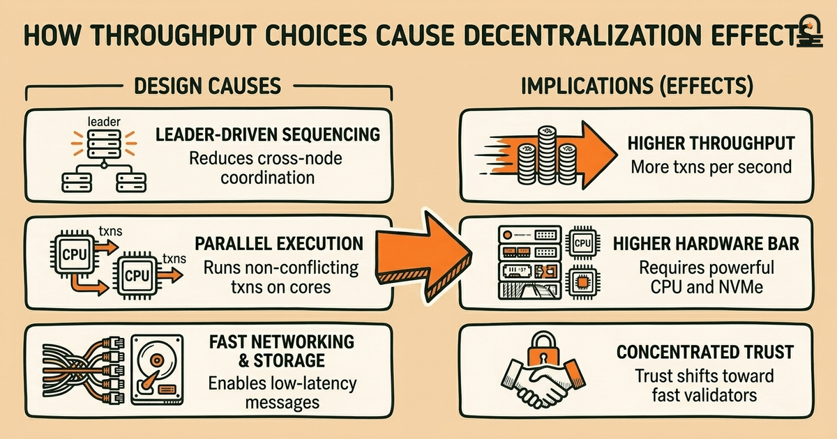 How throughput choices cause decentralization effects